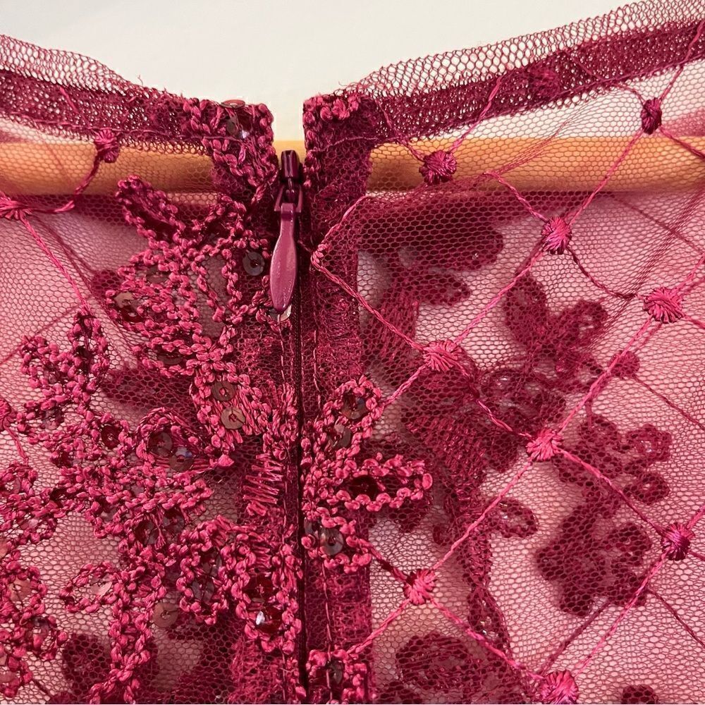 Adrianna Papell Sequin Embroidered Sheath Dress With Sheer Neckline, Pink, 4 NWT - Picture 14 of 14